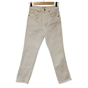 Zara White High Rise Jeans Split Hem Euro Summer Minimalist Closet Staple Size 2